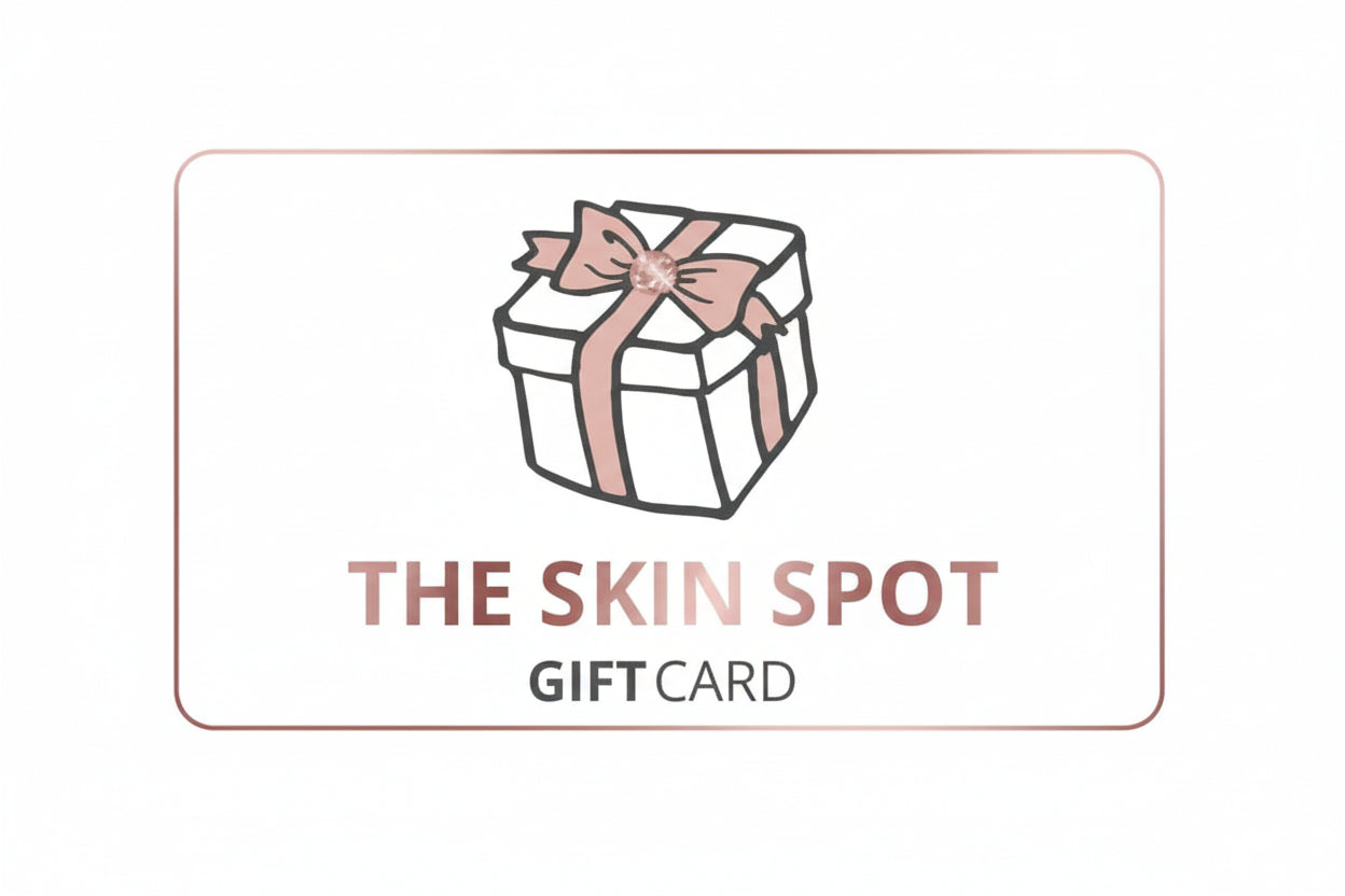 The Skin Spot gift card with wrapped present icon for skincare lovers choosing flexible beauty gifts online today shop card.