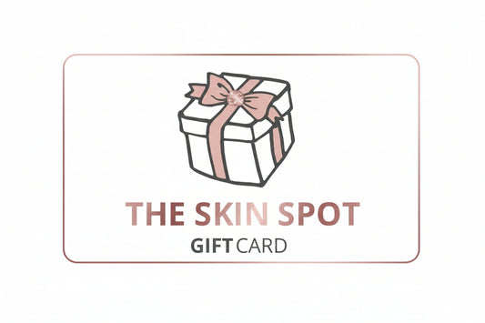 The Skin Spot gift card with wrapped present icon for skincare lovers choosing flexible beauty gifts online today shop card.