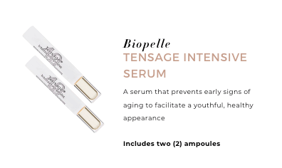 Biopelle Tensage Intensive Serum ampoules in TSSTUBE kit support early aging care and youthful skin appearance. travel size.
