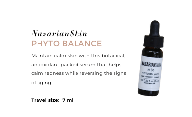 NazarianSkin Phyto Balance serum travel size helps calm skin with botanical antioxidants and aging support every day.