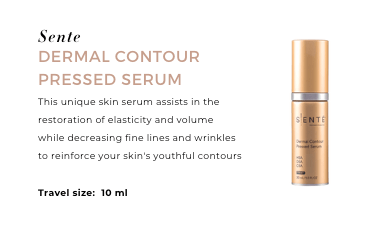 Sente Dermal Contour Pressed Serum travel size supports elasticity and youthful facial contours in TSSTUBE kit.
