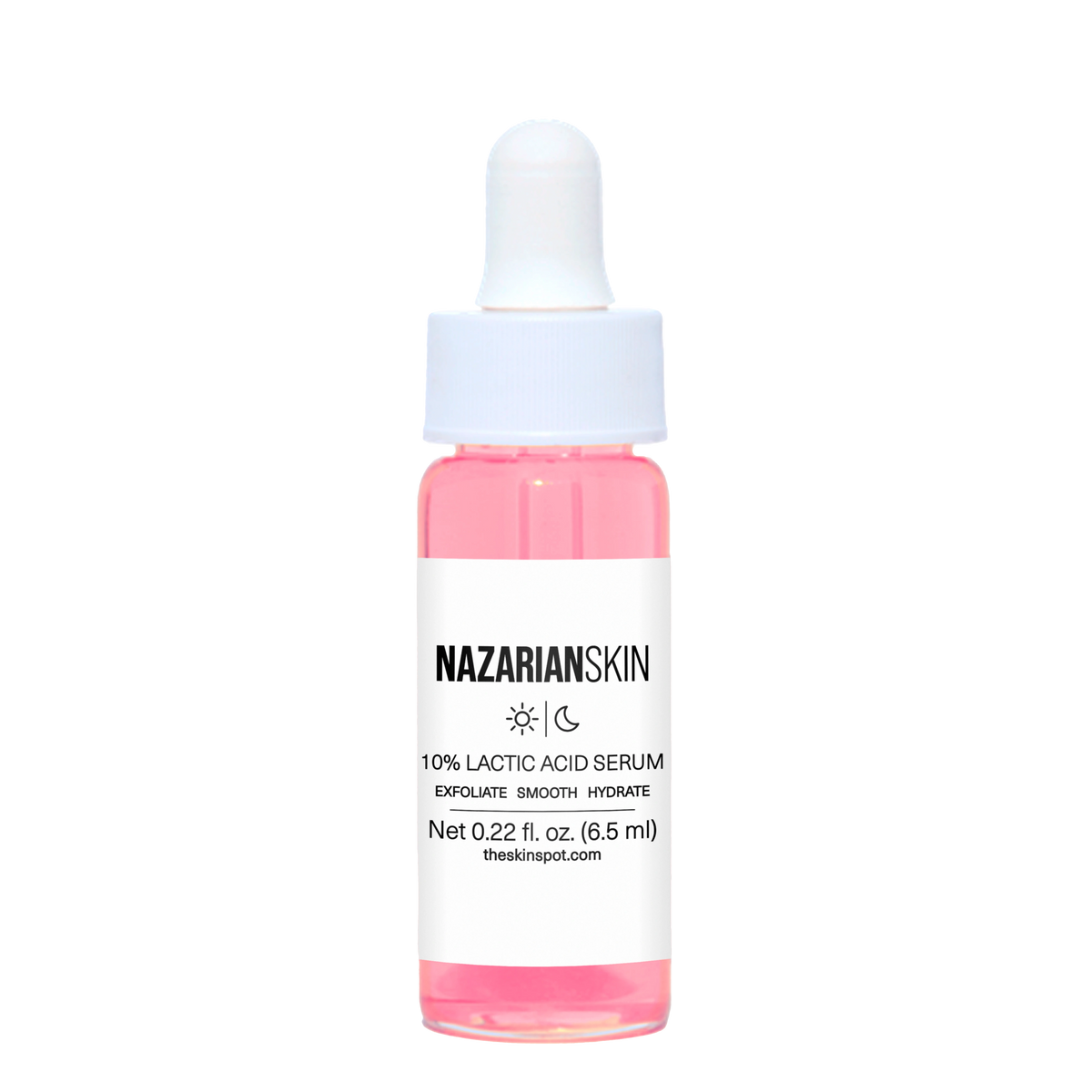 NazarianSkin 10% Lactic Acid Serum sample exfoliates, smooths and hydrates dull skin with gentle acid renewal care daily use