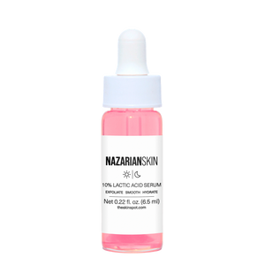 NazarianSkin 10% Lactic Acid Serum sample exfoliates, smooths and hydrates dull skin with gentle acid renewal care daily use