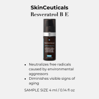 SkinCeuticals Resveratrol B E sample helps neutralize free radicals and improve visible signs of skin aging overnight