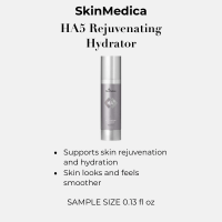 SkinMedica HA5 Rejuvenating Hydrator sample supports hydration, skin rejuvenation, and a smoother looking finish daily