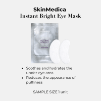 SkinMedica Instant Bright Eye Mask sample helps hydrate under eyes, reduce puffiness, and refresh tired under eye skin fast.