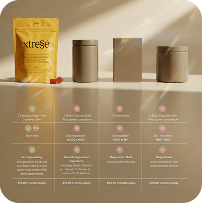 Xtressé vs Nutrafol comparison — why Xtressé is among the best hair growth gummies for women and men
