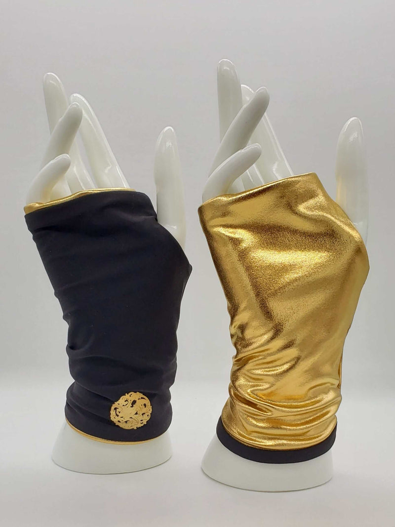 Sun Protection Gloves- SPF 50+ Black/Gold-The Skin Spot