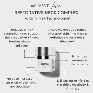 Alastin Restorative Neck Complex with TriHex Technology showing crepey neck treatment benefits for wrinkles hydration