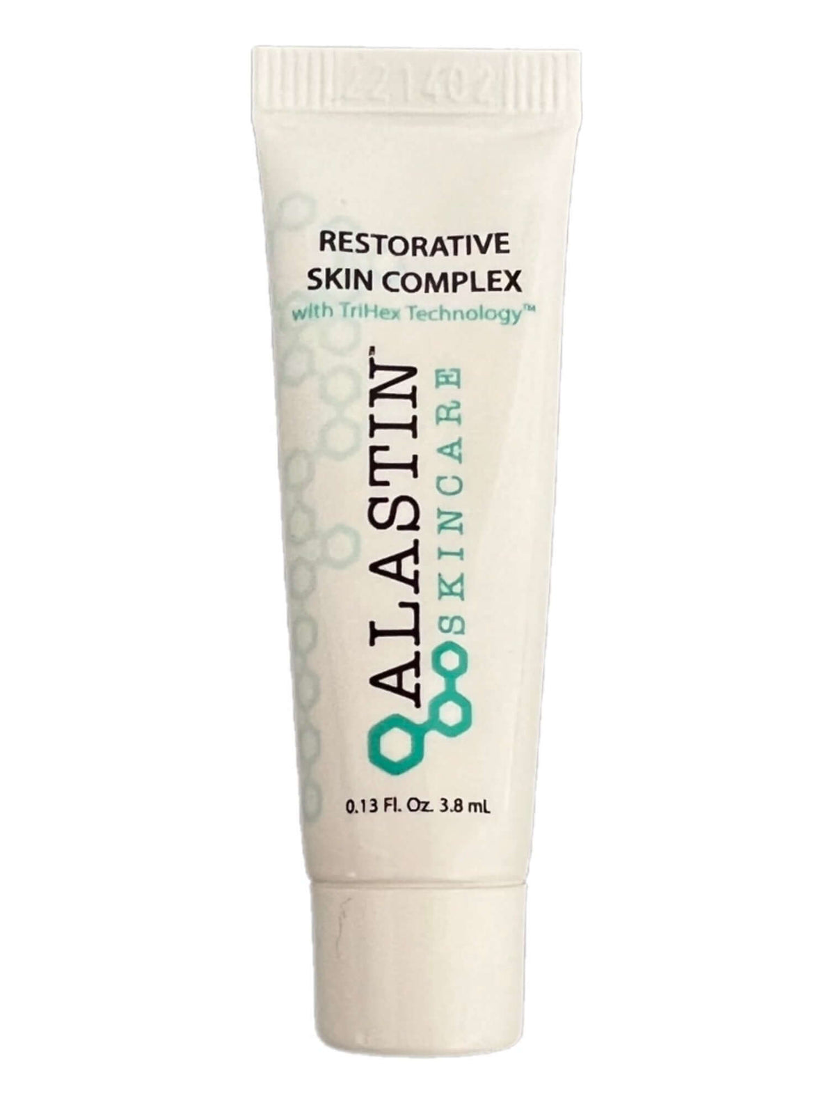 Alastin Restorative Skin Complex sample tube with TriHex Technology for smoother, firmer skin and restorative skincare care