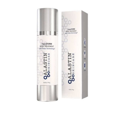 Alastin Skincare TransFORM Body Treatment with packaging box showing firming lotion with TriHex Technology for smoother skin
