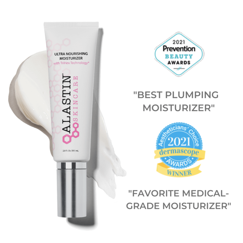 Alastin Skincare Ultra Nourishing Moisturizer award winning plumping moisturizer with texture showing hydrating formula
