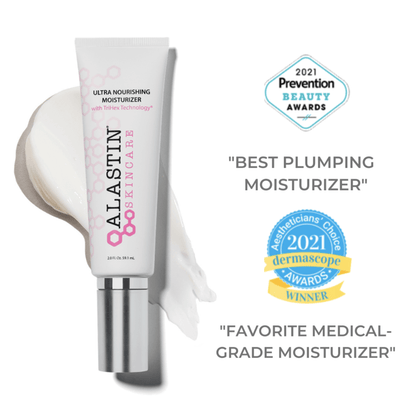 Alastin Skincare Ultra Nourishing Moisturizer award winning plumping moisturizer with texture showing hydrating formula