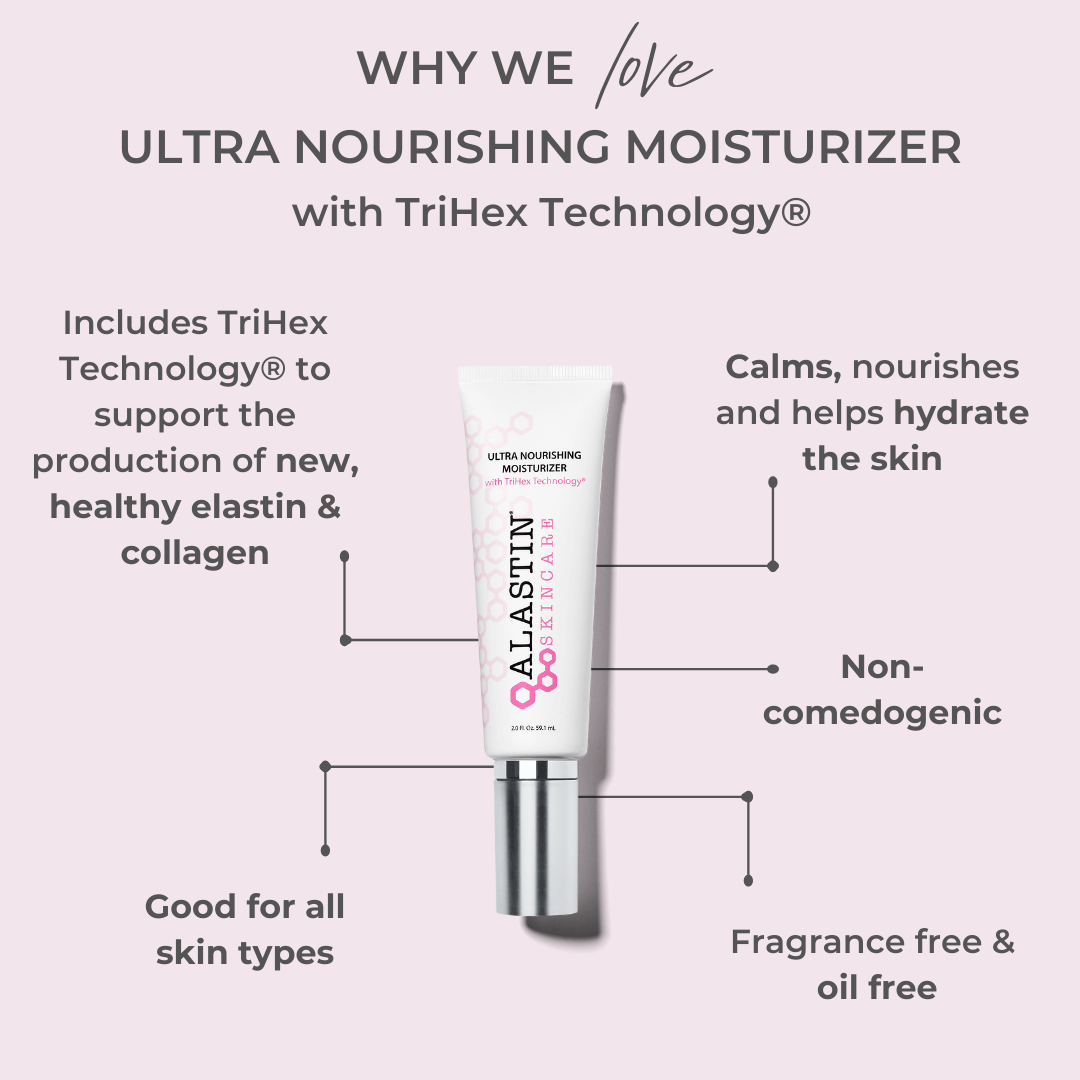 Alastin Skincare Ultra Nourishing Moisturizer benefits include hydration skin calming non comedogenic and all skin types