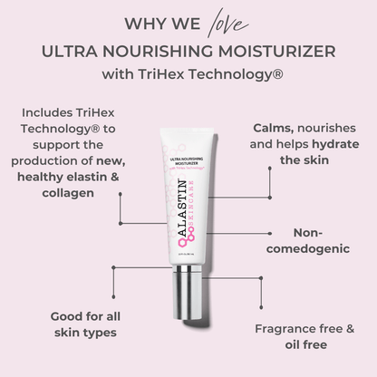 Alastin Skincare Ultra Nourishing Moisturizer benefits include hydration skin calming non comedogenic and all skin types