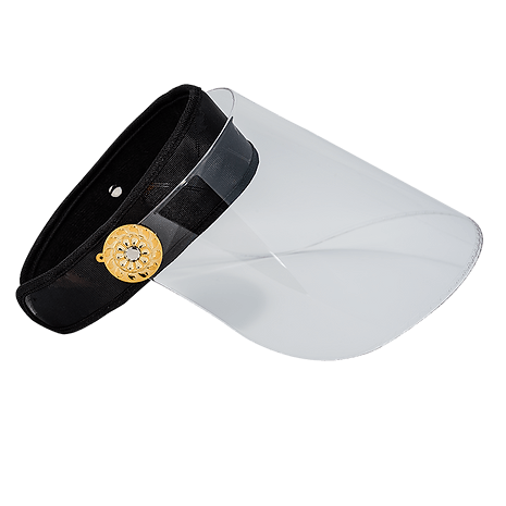 Bluestone Sunshields Clear Hard Lens — anti-fog face shield with black headband, ANSI Z87.1 approved