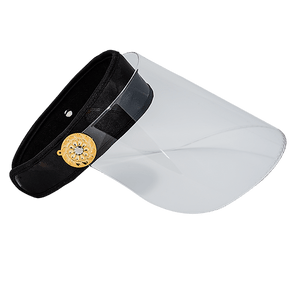 Bluestone Sunshields Clear Hard Lens — anti-fog face shield with black headband, ANSI Z87.1 approved