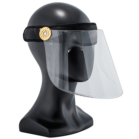 Bluestone Clear Hard Lens face shield — transparent polycarbonate lens on adjustable black headband