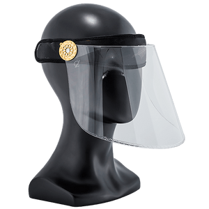 Bluestone Clear Hard Lens face shield — transparent polycarbonate lens on adjustable black headband