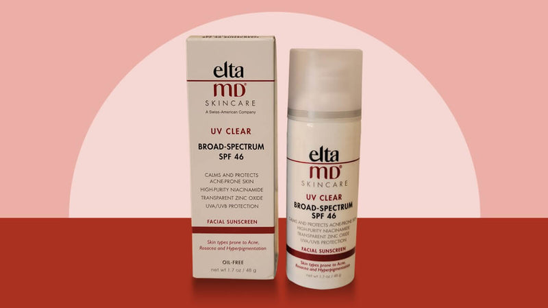EltaMD UV Clear Tinted SPF 46 studio shot — 1.7 oz oil-free tinted sunscreen that evens skin tone and reduces redness daily