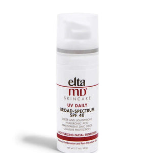 EltaMD UV Daily SPF 40 hero shot — sheer lightweight hydrating sunscreen with Zinc Oxide for daily UVA and UVB protection