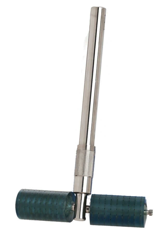 Environ Cosmetic Body Roll-CIT body roller tool close-up shows stainless steel handle and dual roller heads for larger area.