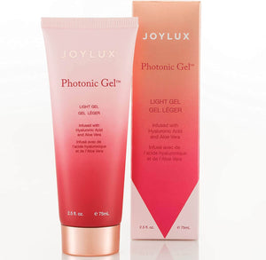 Joylux Photonic Gel tube and box packaging for vFit device use, water-based intimate gel with aloe and hyaluronic acid.