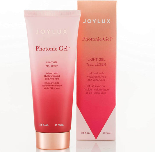 Joylux Photonic Gel tube and box packaging for vFit device use, water-based intimate gel with aloe and hyaluronic acid.