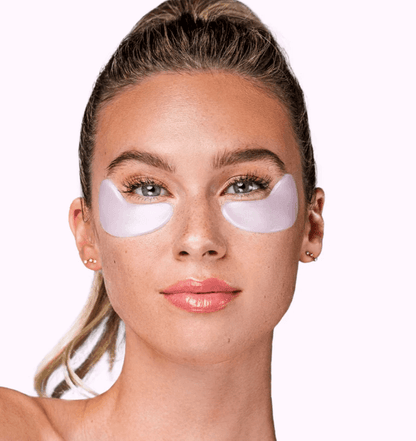 Knesko Diamond Radiance Eye Mask applied under eyes to refresh, brighten, and hydrate tired-looking skin