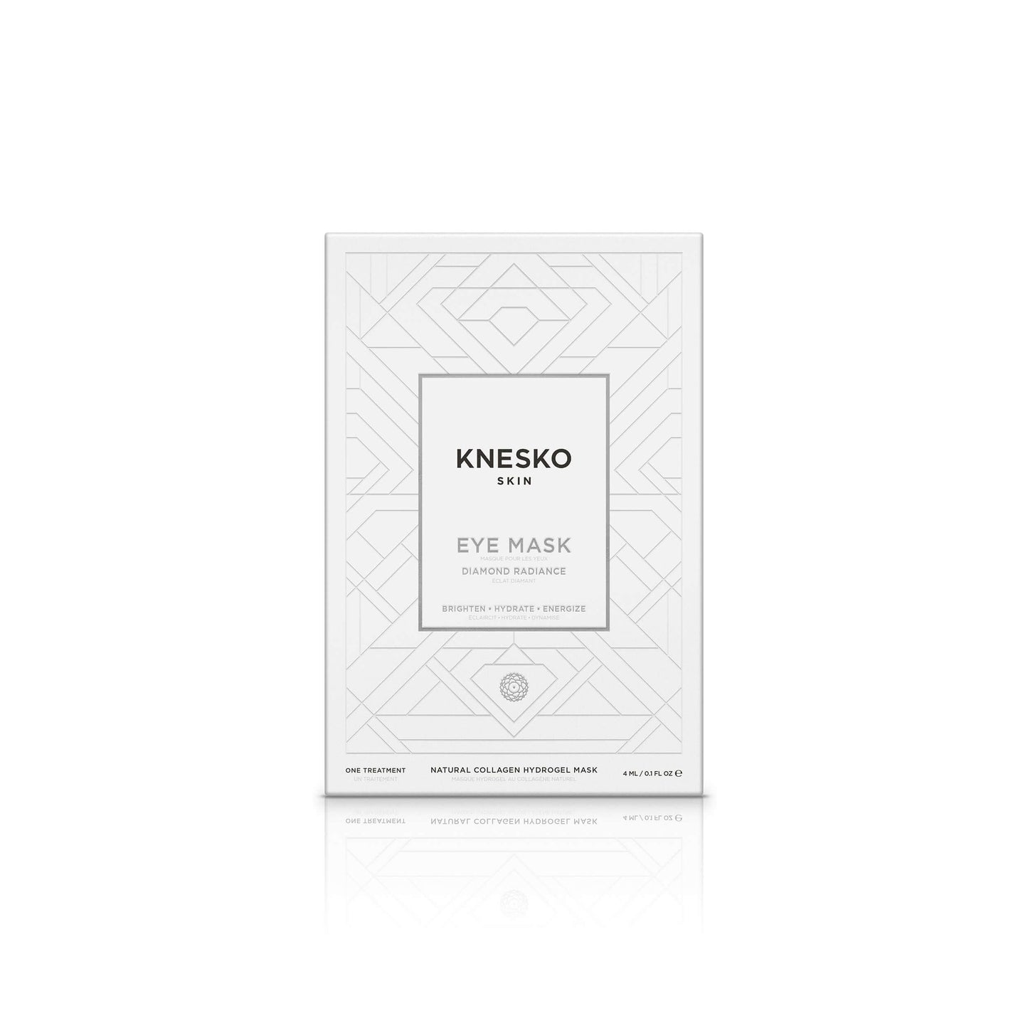 Knesko Diamond Radiance Eye Mask white box packaging for one collagen hydrogel brightening eye treatment