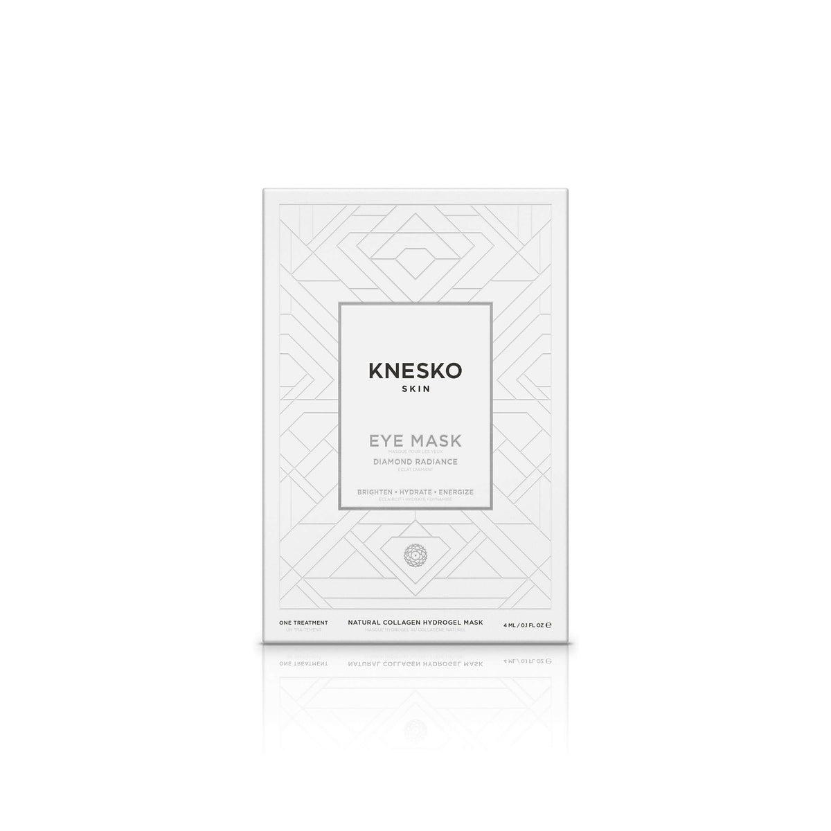 Knesko Diamond Radiance Eye Mask white box packaging for one collagen hydrogel brightening eye treatment