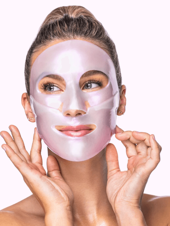 Knesko Diamond Radiance Face Mask applied on model for radiant hydrated brighter looking skin and spa face care glow finish.