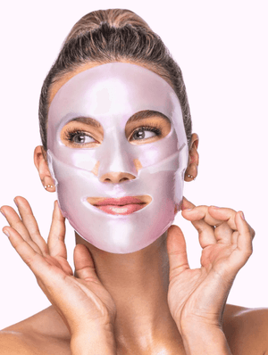 Knesko Diamond Radiance Face Mask applied on model for radiant hydrated brighter looking skin and spa face care glow finish.