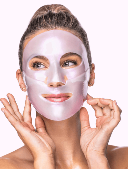 Knesko Diamond Radiance Face Mask applied on model for radiant hydrated brighter looking skin and spa face care glow finish.