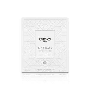 Knesko Diamond Radiance Face Mask box packaging for one collagen hydrogel treatment to brighten, hydrate, and energize skin