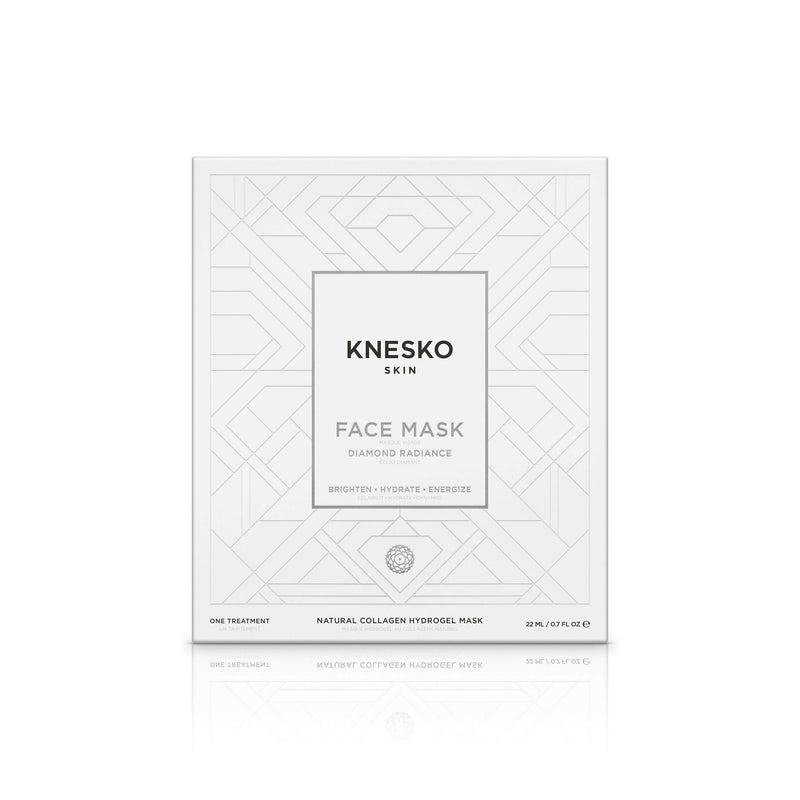Knesko Diamond Radiance Face Mask box packaging for one collagen hydrogel treatment to brighten, hydrate, and energize skin