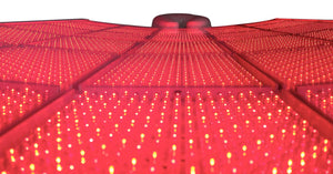 Close-up of LightStim LED Bed red and infrared therapy lights across the full body treatment surface for spa treatments now!