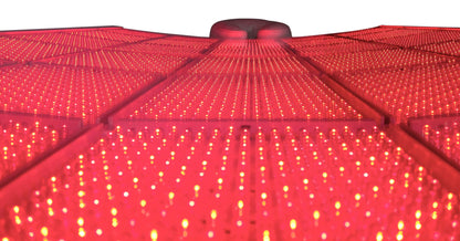 Close-up of LightStim LED Bed red and infrared therapy lights across the full body treatment surface for spa treatments now!