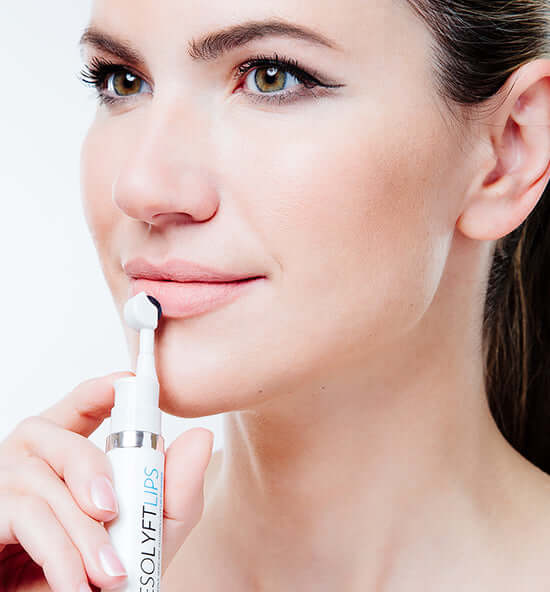 MesoLyft Lips lip replenisher with micro needle applicator used on lips for plumping hydration and smoothing