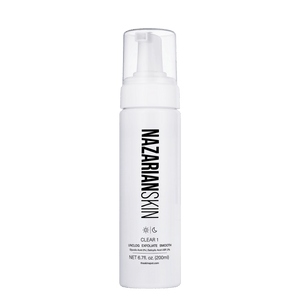 NazarianSkin Clear 1 glycolic and salicylic acid foaming cleanser that exfoliates skin unclogs pores and improves clarity.