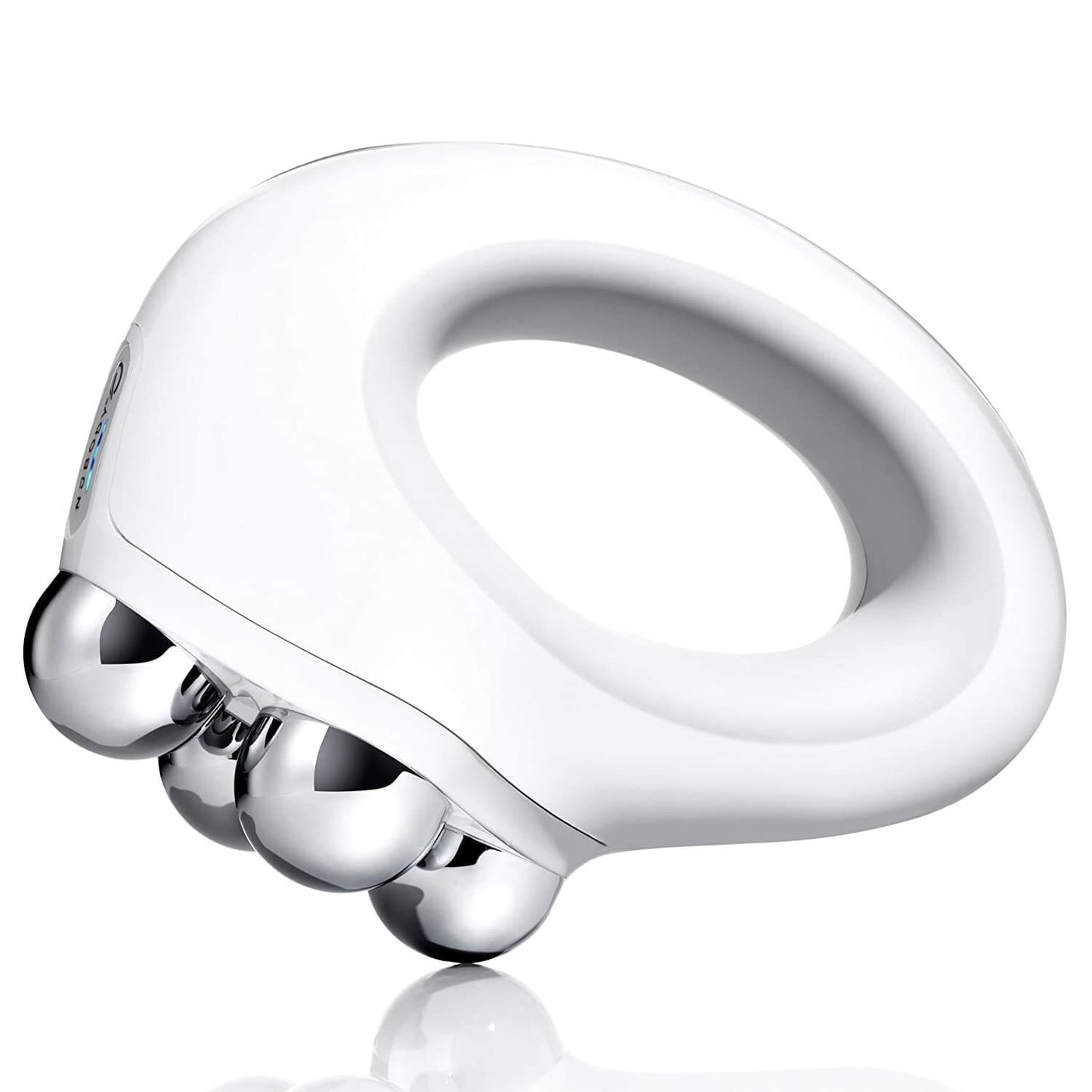 NuFACE NuBODY microcurrent body device with four chrome spheres for firming, toning, and smoothing body skin with home care.