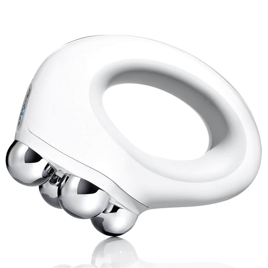 NuFACE NuBODY microcurrent body device with four chrome spheres for firming, toning, and smoothing body skin with home care.