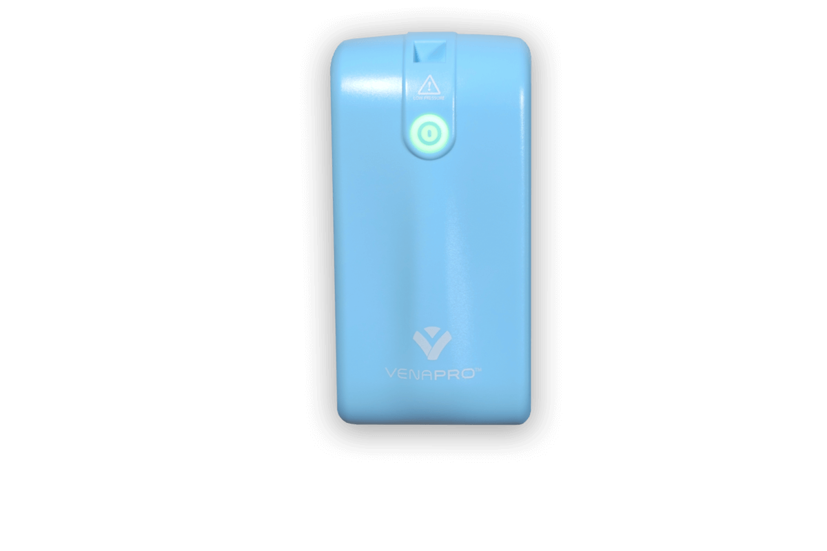 Ortho8 VenaPro blue pump supports portable calf compression therapy for circulation and post-op swelling recovery use daily.