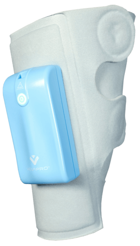 Ortho8 VenaPro portable compression therapy cuff with blue pump supports blood circulation, swelling, and post-op recovery..