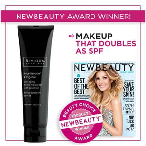 Revision Skincare Intellishade Original SPF 45 tinted moisturizer featured as NewBeauty award winner sunscreen