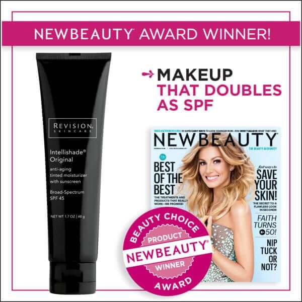 Revision Skincare Intellishade Original SPF 45 tinted moisturizer featured as NewBeauty award winner sunscreen
