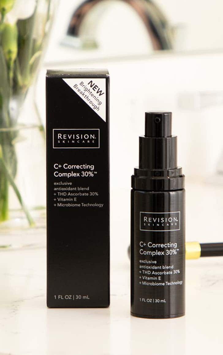 Revision Skincare C+ Correcting Complex 30% antioxidant serum with packaging for brighter firmer radiant-looking skin