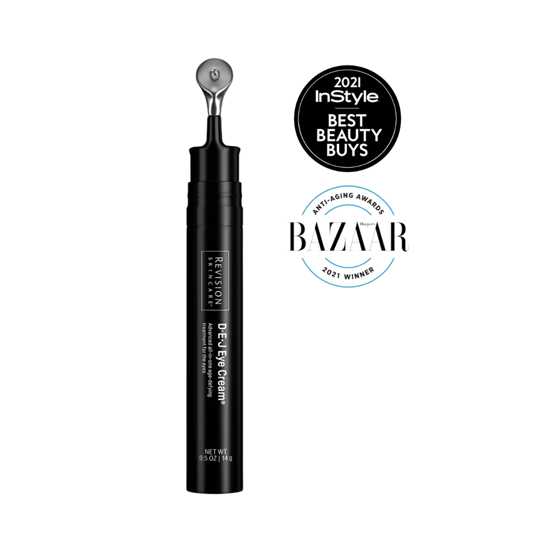 Revision Skincare D·E·J Eye Cream award-winning eye care product with cooling applicator for hooded eyelids and crow’s feet