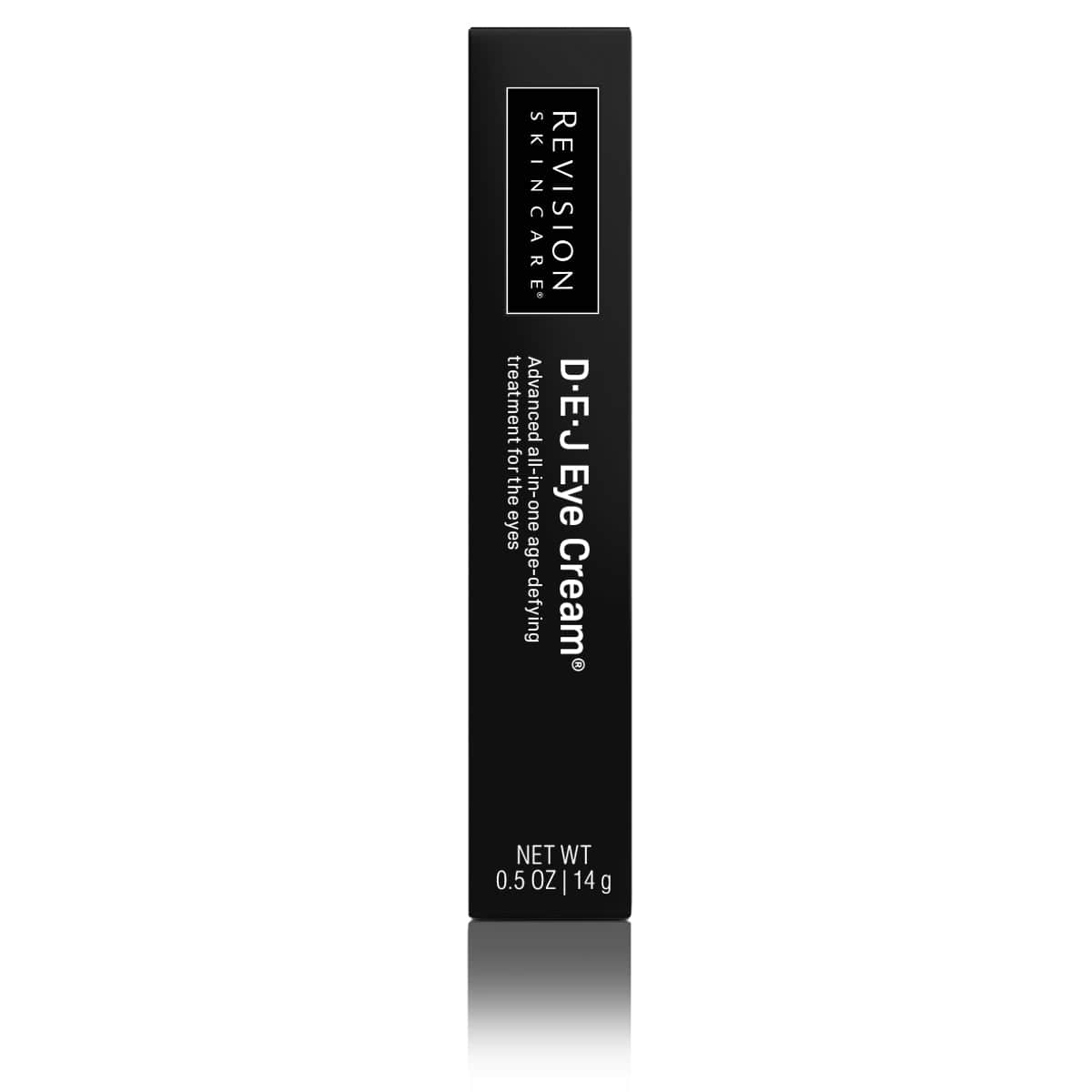 Revision Skincare D·E·J Eye Cream product packaging box for wrinkles puffiness and eyelid firming treatment