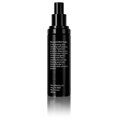 Back view of Revision Skincare DEJ Night Face Cream bottle showing usage instructions for firming night cream routine use